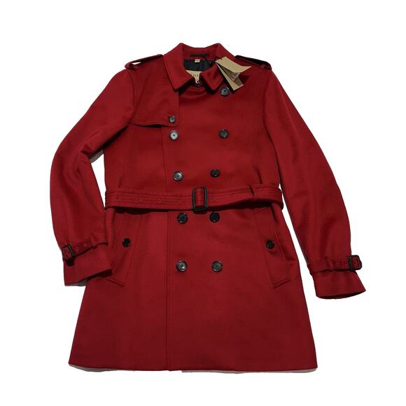 NWT Burberry The Kensington Men US 42 Mid Length Wool Cashmere Red Coat $3,890 - Picture 1 of 10